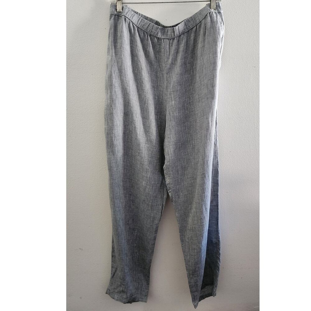 Eileen Fisher 100% Linen Gray Tapered Leg Ankle Pants